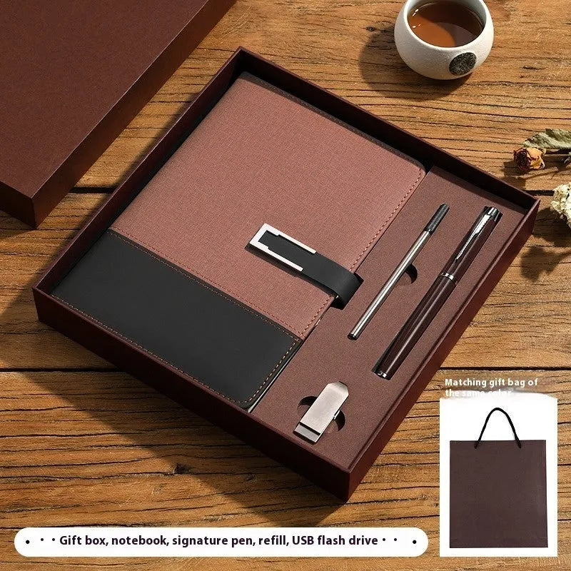 A5 soft leather notebook in business brown colour with wood-free paper pages