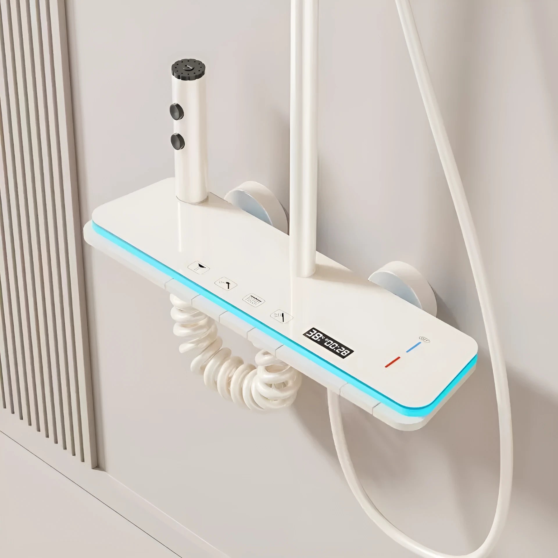 Aluminium digital display shower head set with temperature control and concealed mounting