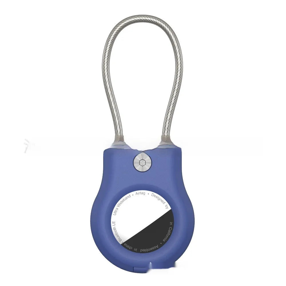 Airtag anti-lost keychain with stainless steel wire rope and PC housing in transparent pink