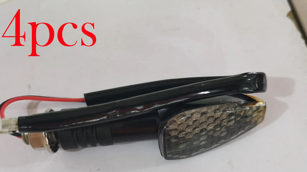 Motorcycle LED turn signal light 85mm length blackened shell yellow light for 12V DC bikes