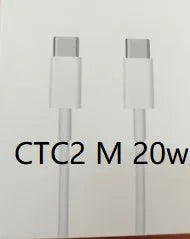 White 20W USB-C PD fast charger with UK plug and a choice of cable lengths.