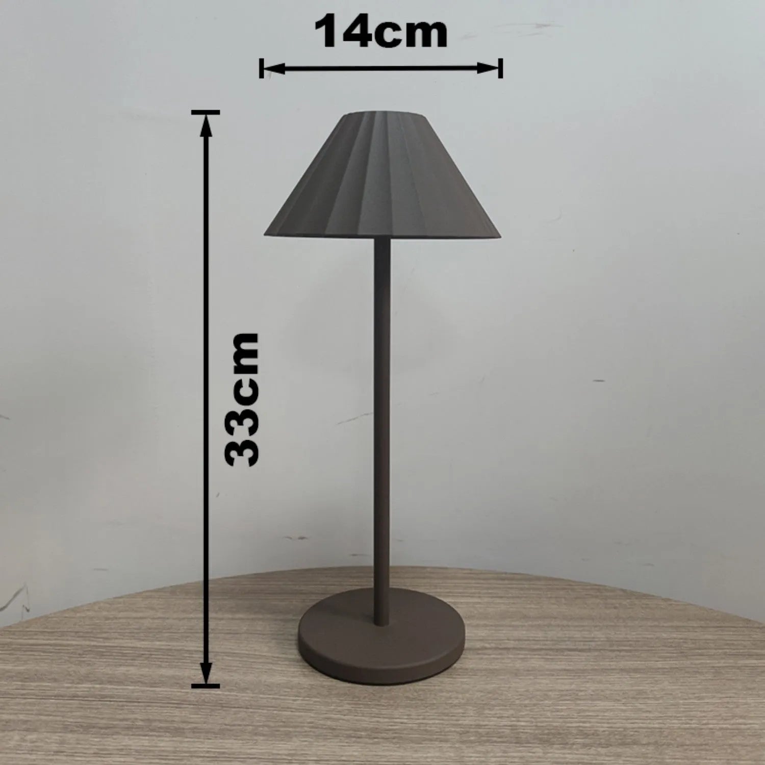 Modern alloy desk lamp in a neutral colour with a touch-sensitive base and a flexible head.