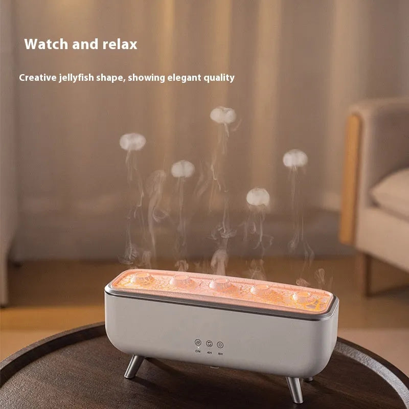 White square desktop jellyfish smoke ring ultrasonic humidifier with dynamic sound pickup
