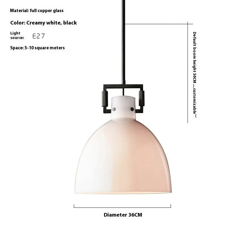 American retro striped glass chandelier with copper metal frame and transparent glass cover, 36cm diameter