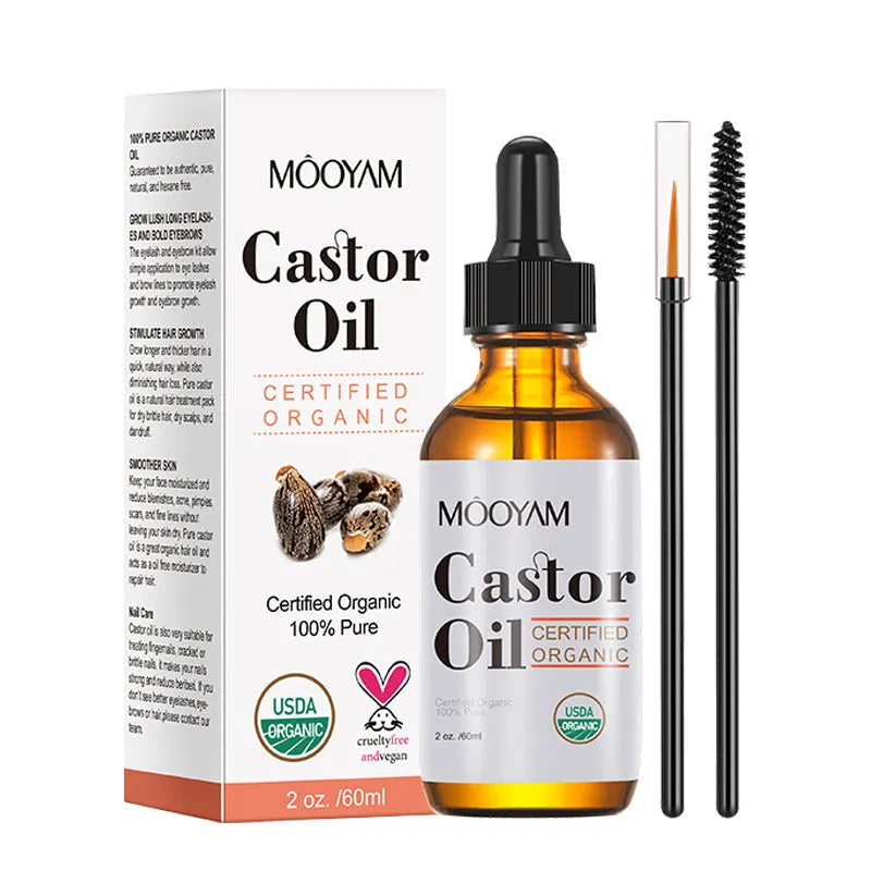 Mooyam Castor Oil 60ml organic basic oil for skin massage hair eyebrow eyelash care