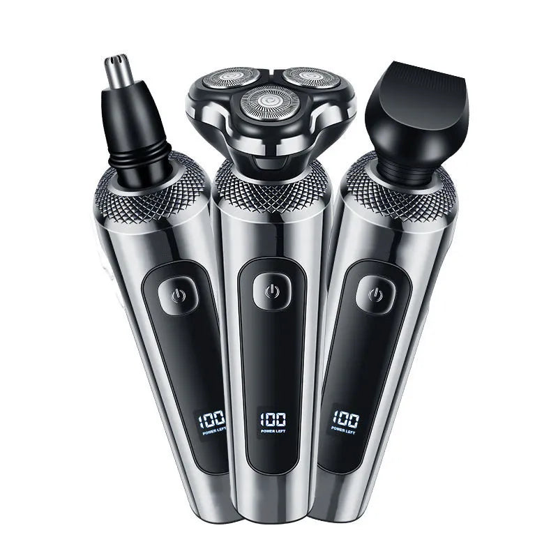 Digital USB rechargeable beard trimmer with LED display and washable floating cutter head