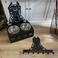 Personalised dog food bowl holder with 304 stainless steel basin and iron head in 33x17x7 cm size