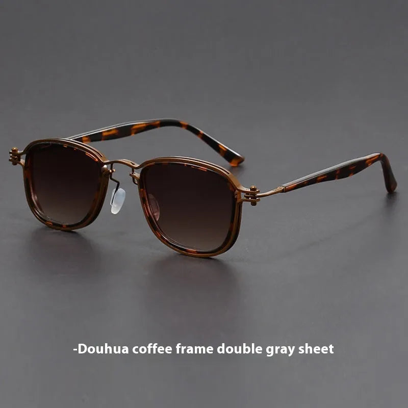 Retro-style square frame sunglasses with metal and plastic construction in a two-tone colour option.