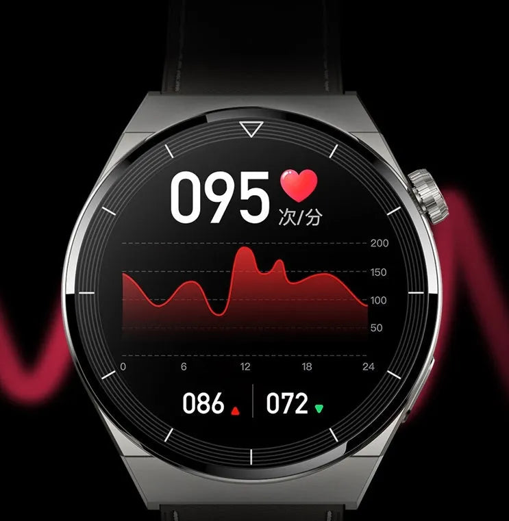 Round smart watch with black silicone band, 1.36 inch screen, and Bluetooth call function on wrist