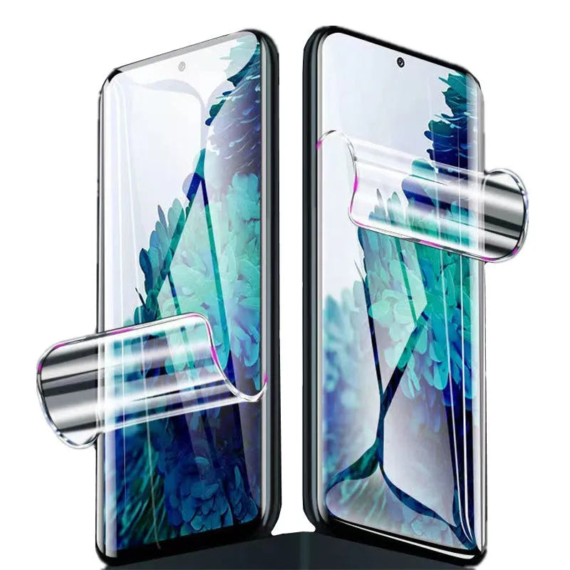 Samsung Galaxy phone with TPU screen protector in HD, frosted, or blue light finish.