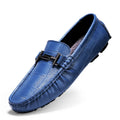Casual leather shoes for men with belt buckle detail, cowhide upper, and flat rubber sole