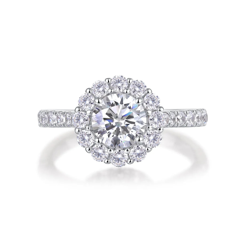 True Love 1-carat moissanite wedding ring set S925 silver platinum-plated in gift box with GRA certificate