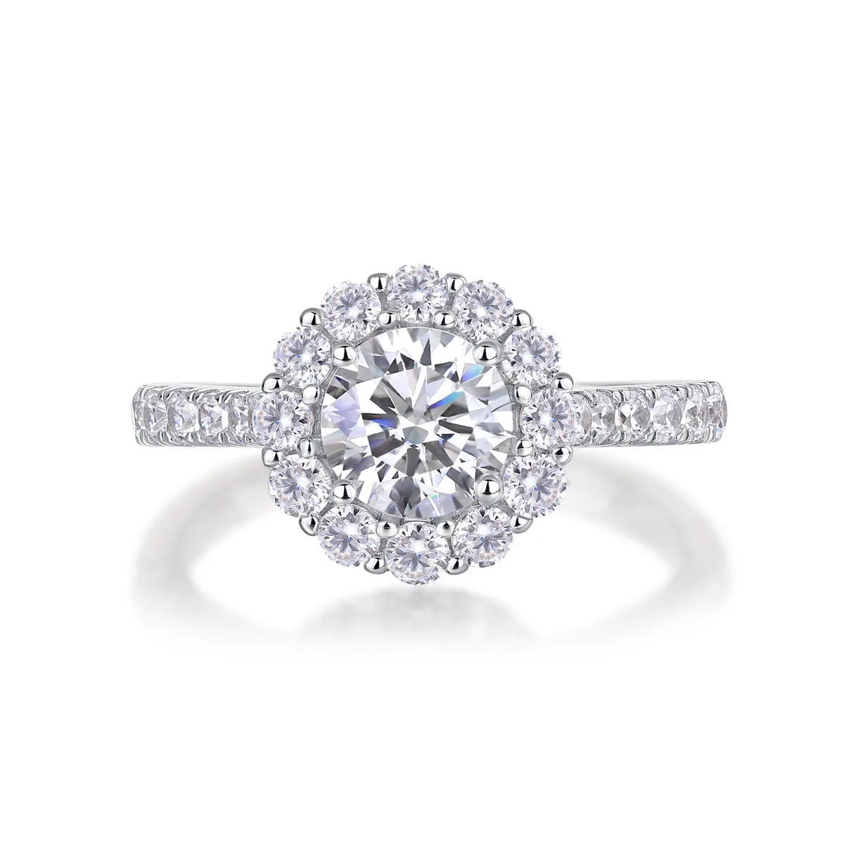 True Love 1-carat moissanite wedding ring set S925 silver platinum-plated in gift box with GRA certificate