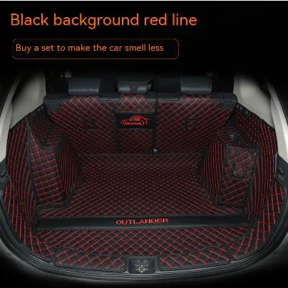Custom 3D boot liner mat for Mitsubishi Outlander, shown in a black and beige colour combination.