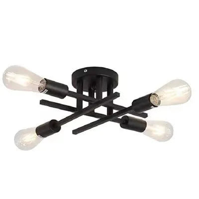 Nordic design 4-head ceiling lamp in Black Gold finish for living room