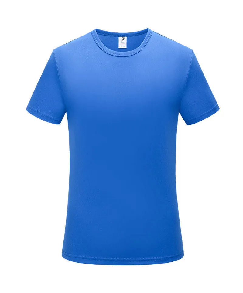 Short-sleeved slim fit round neck T-shirt in a bright colour on a hanger
