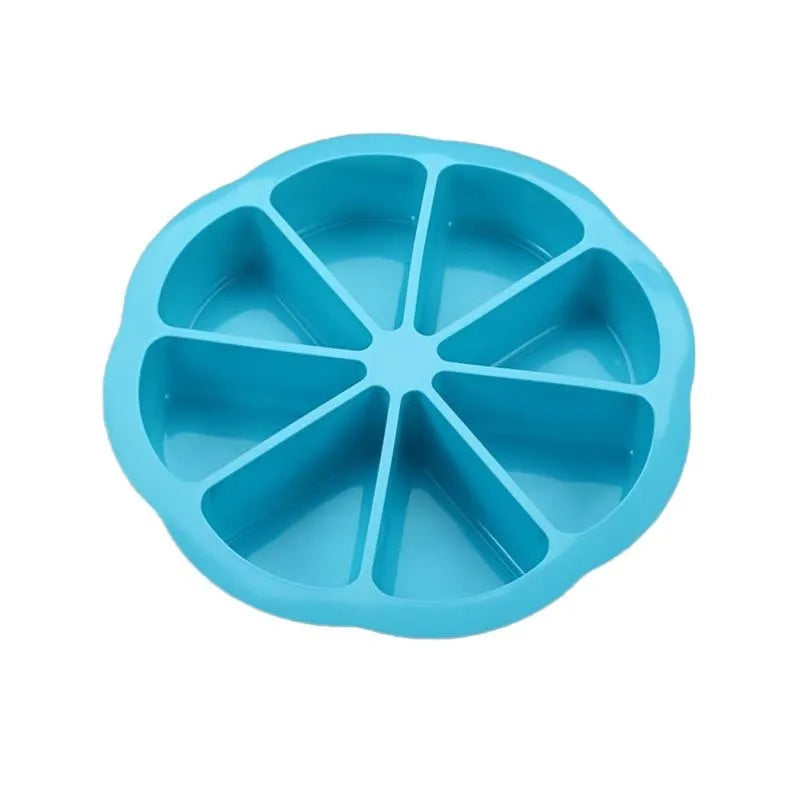 Round silicone cake mold in modern simplicity style, available in blue brown red and pink for baking
