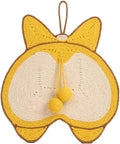 Yellow corgi butt design sisal cat scratching board measuring 37 by 40 centimetres with anti-slip base