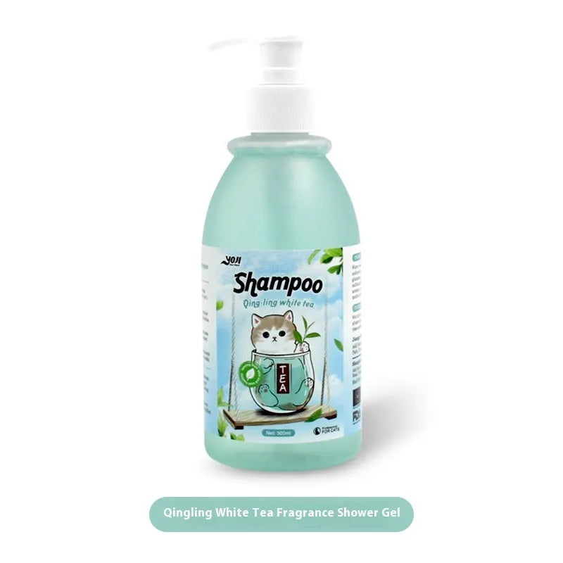 280ml cat universal bath lotion anti-mite shampoo bottle, peach oolong tea variant for cats