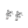 Micro pearl pendant X-shaped 925 silver earrings for women in gold finish