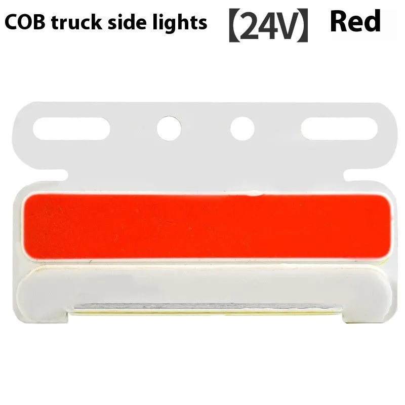 12V 24V COB LED truck side marker light in aluminium alloy housing, showing colour options.