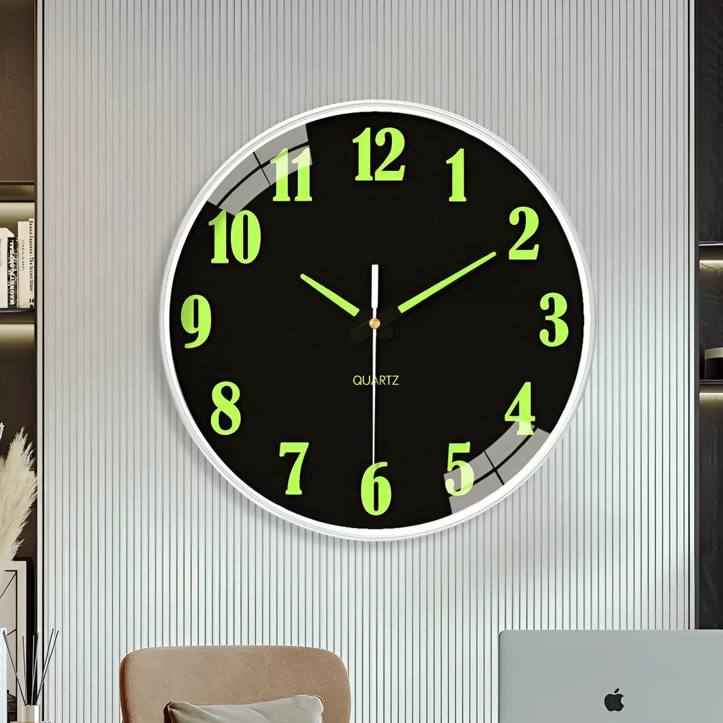 Modern 8-inch luminous wall clock with plastic shell in colour option YG010, YG011, or YG012.