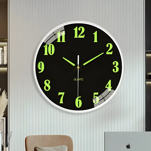 Modern 8-inch luminous wall clock with plastic shell in colour option YG010, YG011, or YG012.