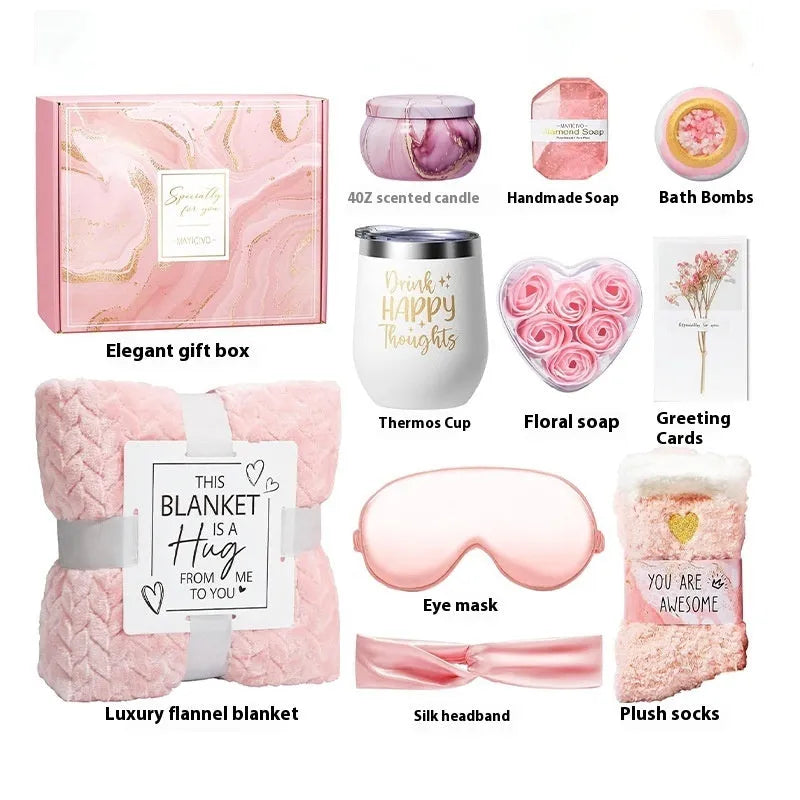 Aromatherapy bath gift set in a modern simplicity plastic container, dimensions 27x23x13 cm.