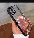Transparent TPU phone case with hand-painted red rose oil painting design for Apple iPhone