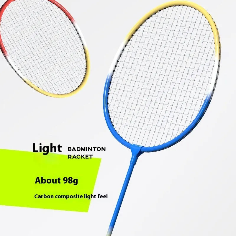 Pair of blue and red ultra-light alloy badminton rackets with split frame.