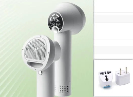Smart pet hair dryer in white with blow and comb function for dog cat grooming