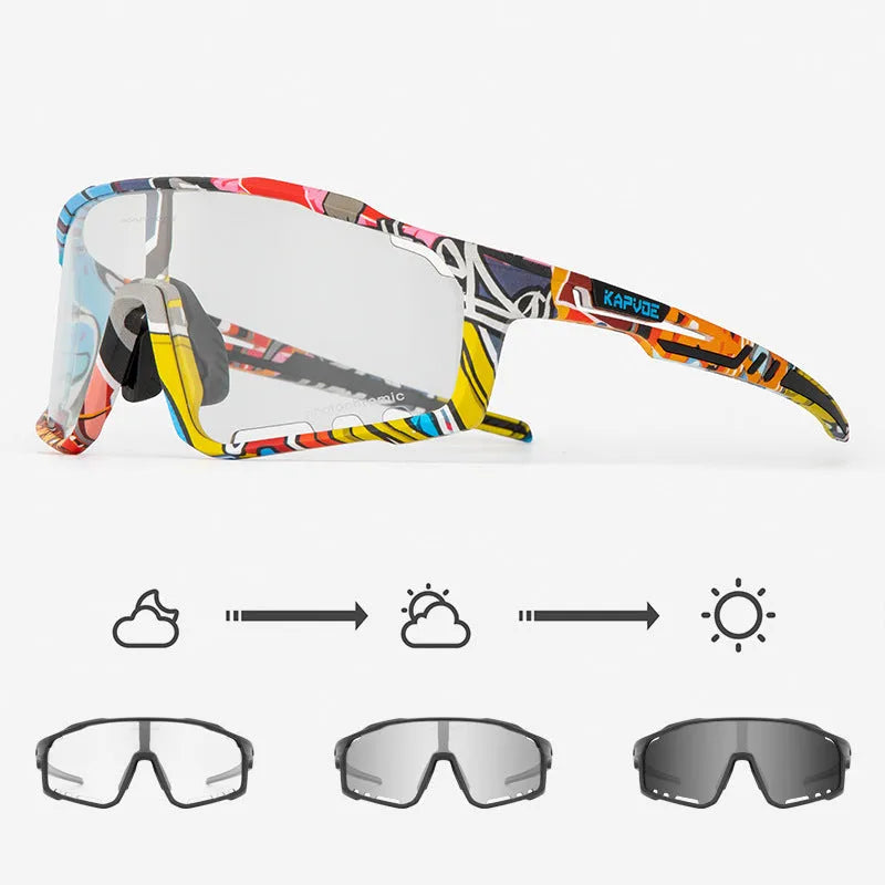 TR90 semi-rimless cycling sunglasses with photochromic lens in multiple colour options