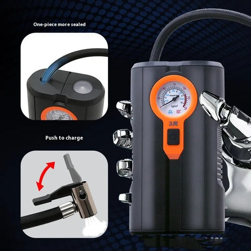 Car portable wireless digital display inflatable air pump with integrated pump for tyre inflation