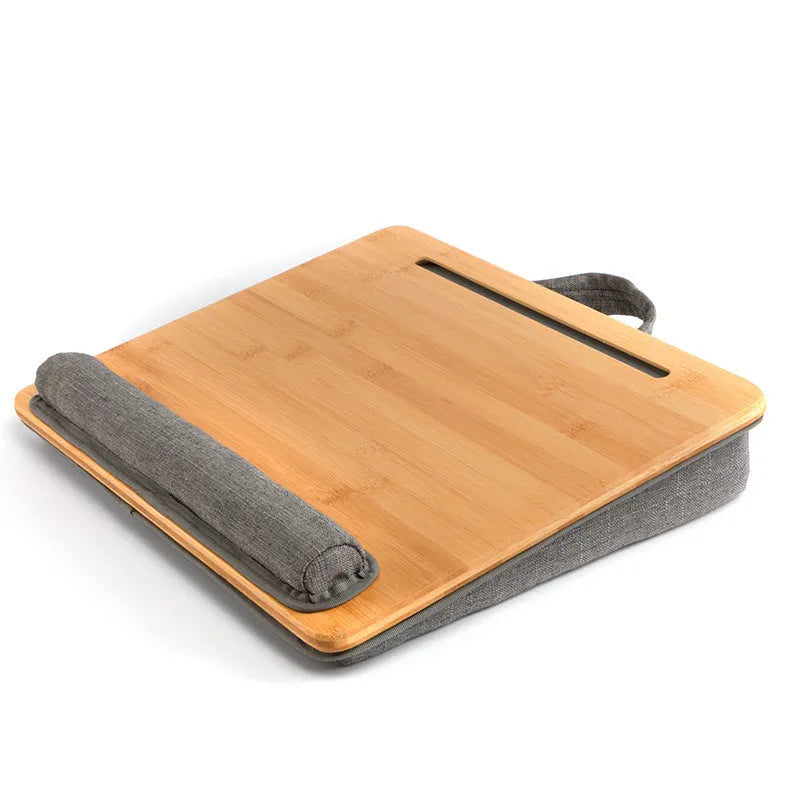 Lazy sofa lap computer desk in bamboo and fabric Japanese style with card slot and two size options