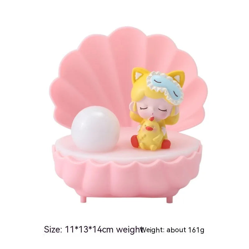 Resin cartoon character night light in pink pig girl, blue bear girl, purple sheep girl, or yellow Miki girl designs