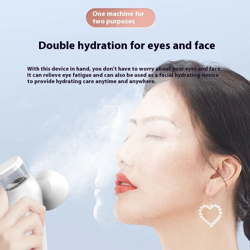 White portable rechargeable warm compress eye device with included eye mask and accessories