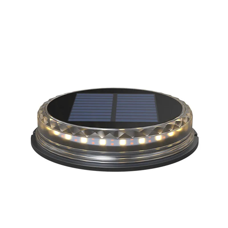 Solar buried light for outdoor courtyards and lawns, 121x121x26mm, ABS+AS construction, polycrystalline solar panel, 13lm warm or white light.