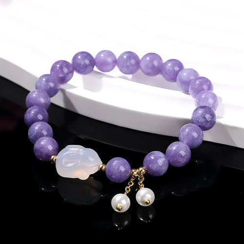 Purple aquamarine agate rabbit bracelet with geometric beads for women's jewellery