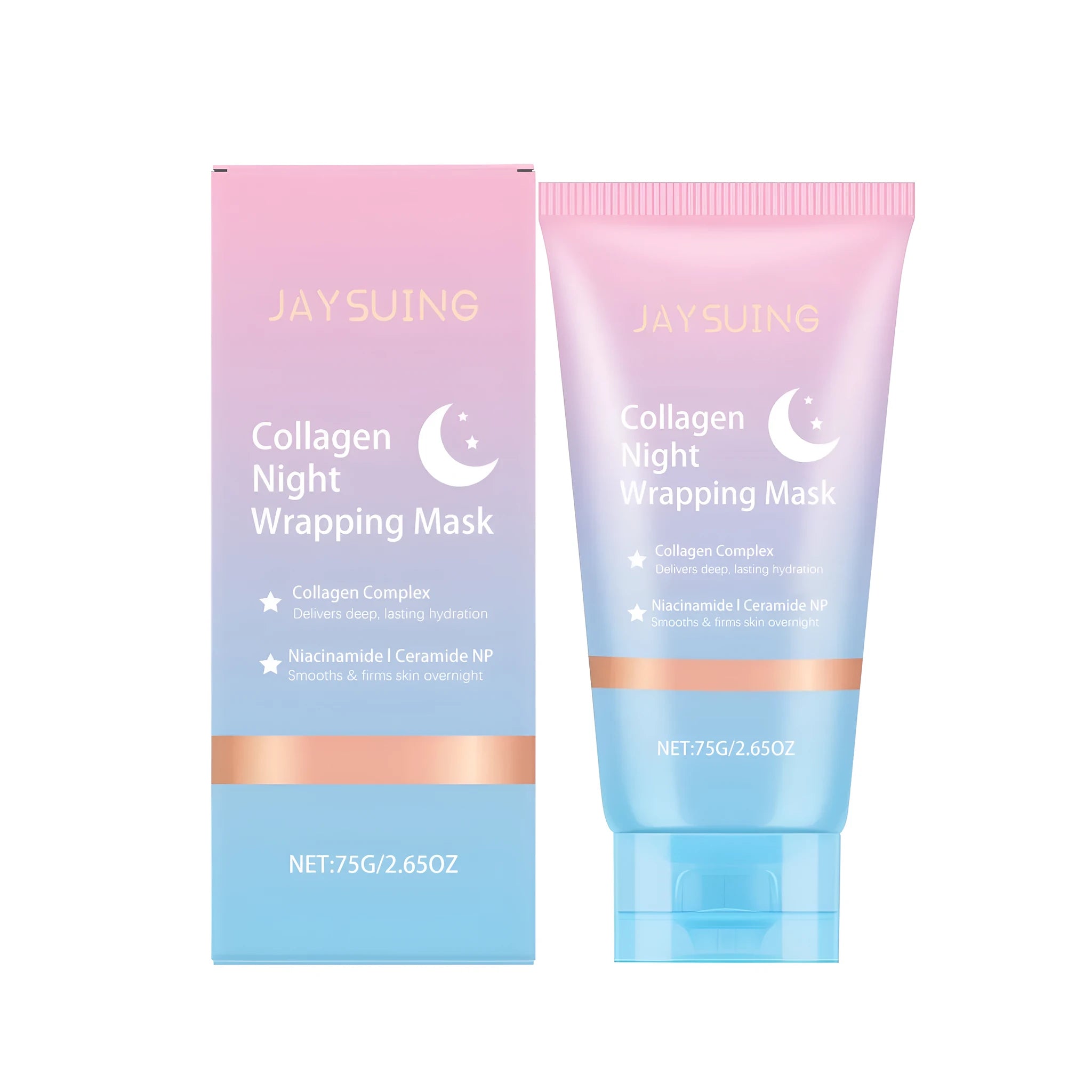 Collagen night tearing mask jar with brush applicator for overnight facial treatment