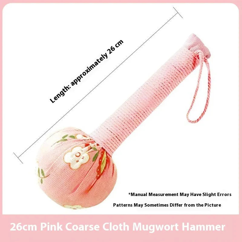 Argy wormwood hand-held massage hammer in green, shown with 26cm and 31cm size options.