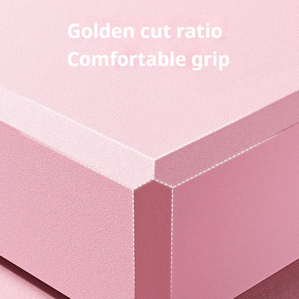 Solid colour EVA foam yoga block with grip ridges measuring 23x15x7.6cm