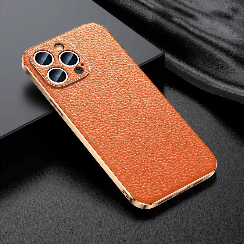 Leather protective case for iPhone 11 to 15 back cover, solid colour, sleek design, multiple colour options available