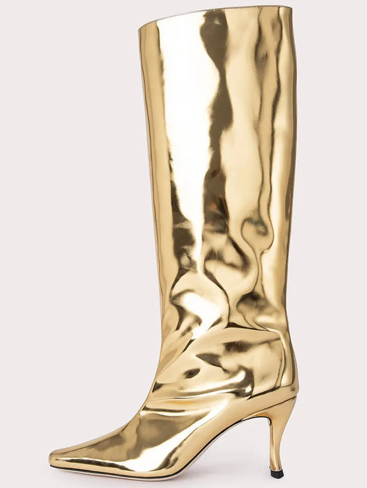 New style square head cowboy boots for women in microfiber, black colour, low heel, western style