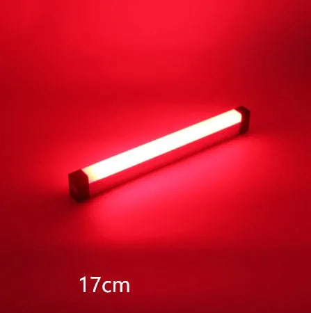 Rechargeable LED tube night light in blue and purple colours with USB charging cable