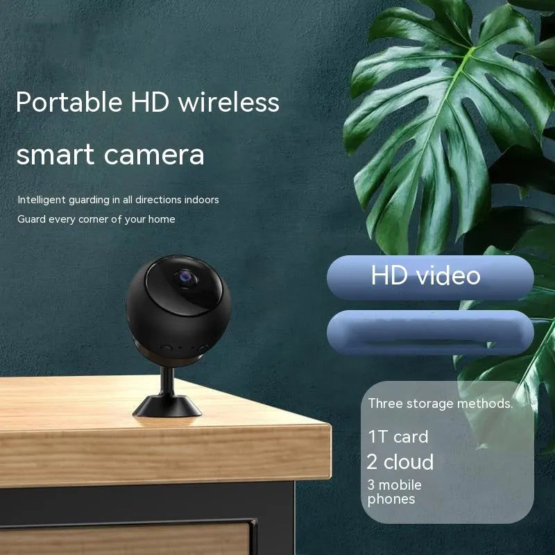 1080p wireless wifi surveillance camera with ABS plastic housing and wide-angle lens