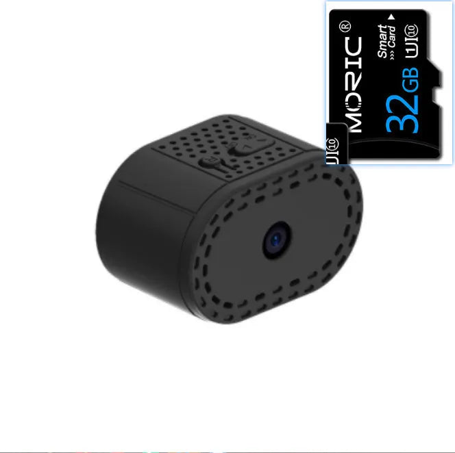 Smart camera wireless WiFi remote monitor black with bracket on shelf