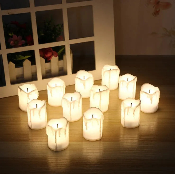 LED electronic tear candle set of 12 warm white 3.7x5cm