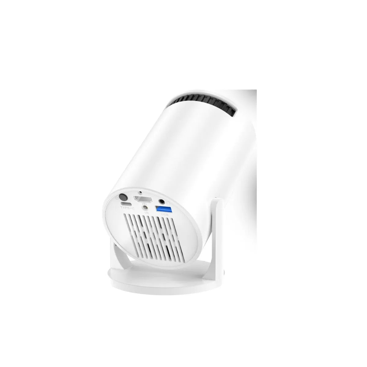 White mini wireless portable projector with 1080p HD resolution for home entertainment