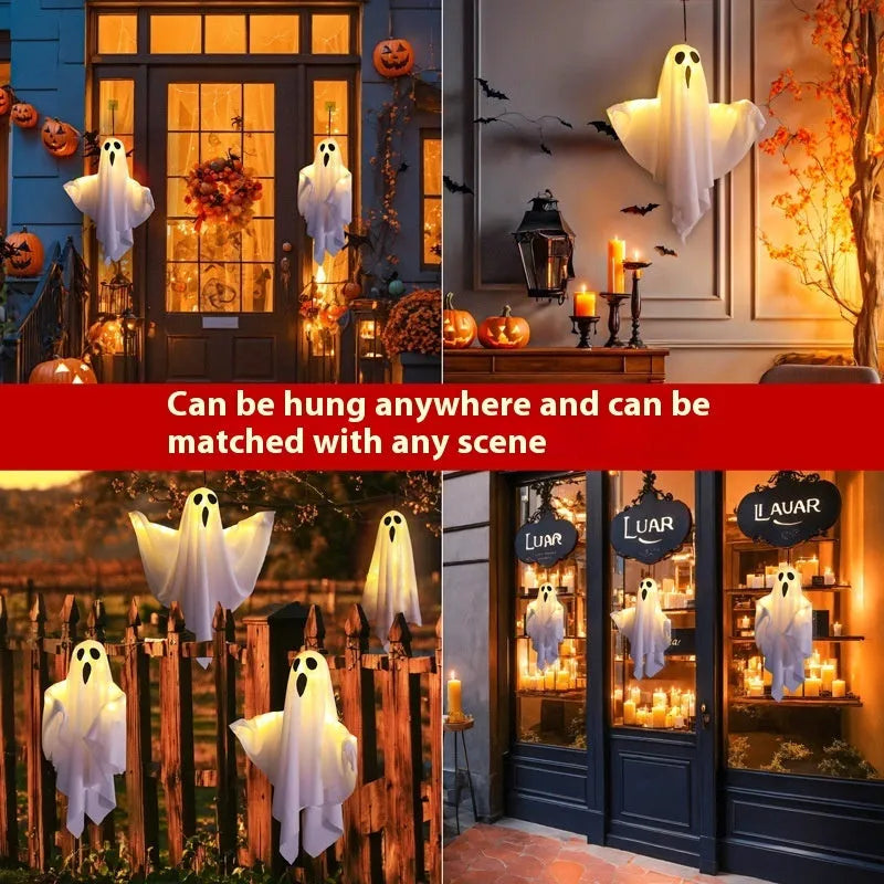 Halloween ghost indoor party light with luminous white and orange ghost scream designs
