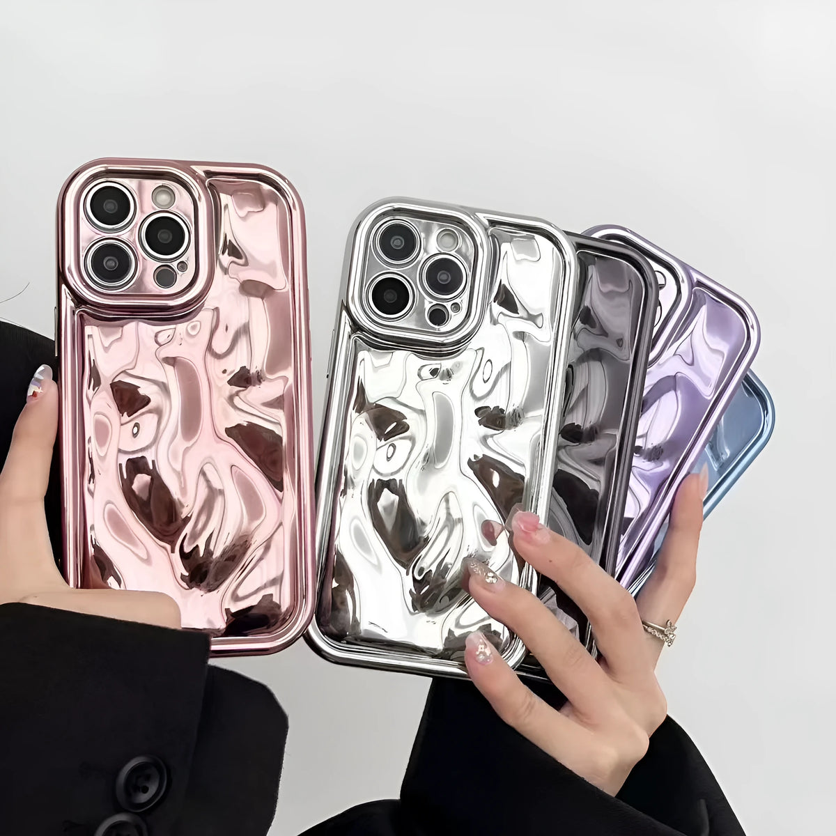 All-inclusive TPU phone case with electroplated meteorite pattern for iPhone in black colour